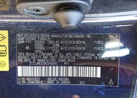 2017 Lexus Rx 350 from USA, damaged, VIN 2T2ZZMCA3HC045682